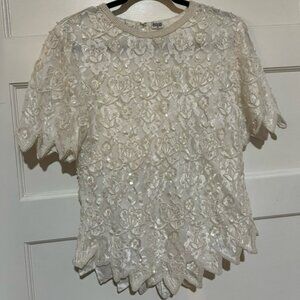 Vintage Sequin and Bead Laurence Kazar Blouse, Size M